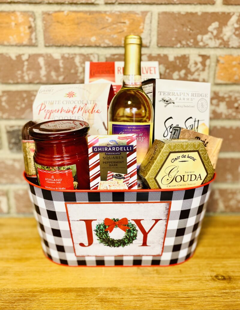 Holiday Wine Joy Basket (white)