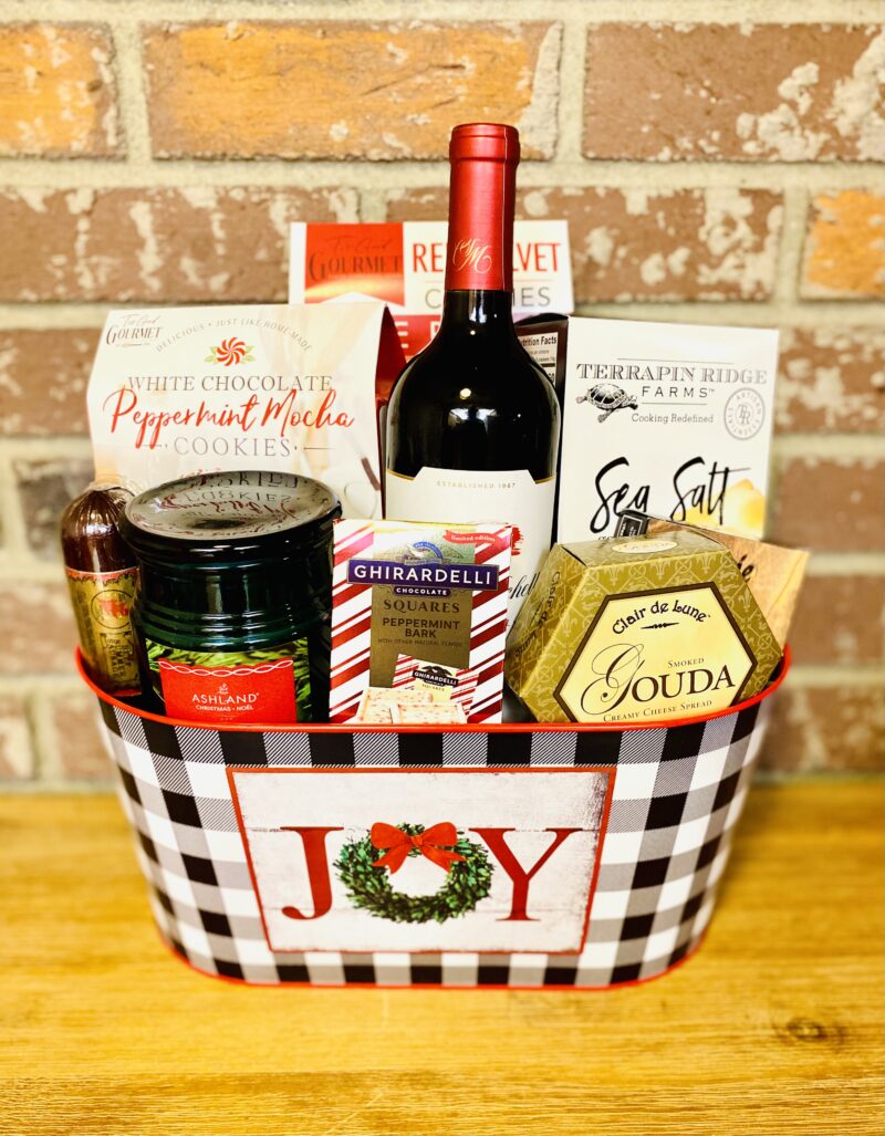 Holiday Wine Joy Basket (red)